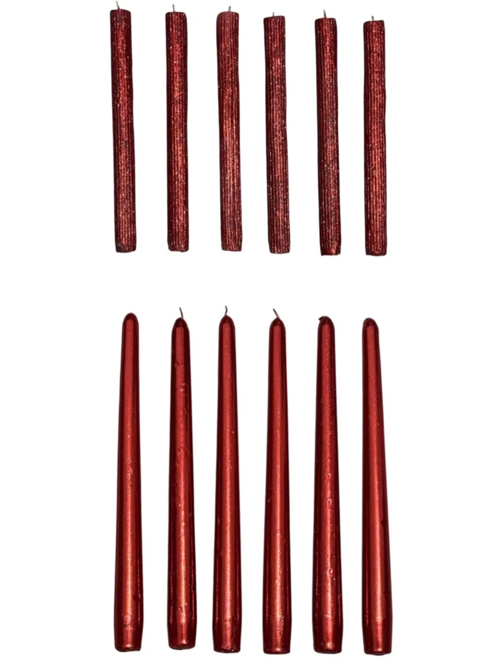 Red Glitter Taper Candle Set Metallic Rare Vintage Holiday Decoration Lot Bundle